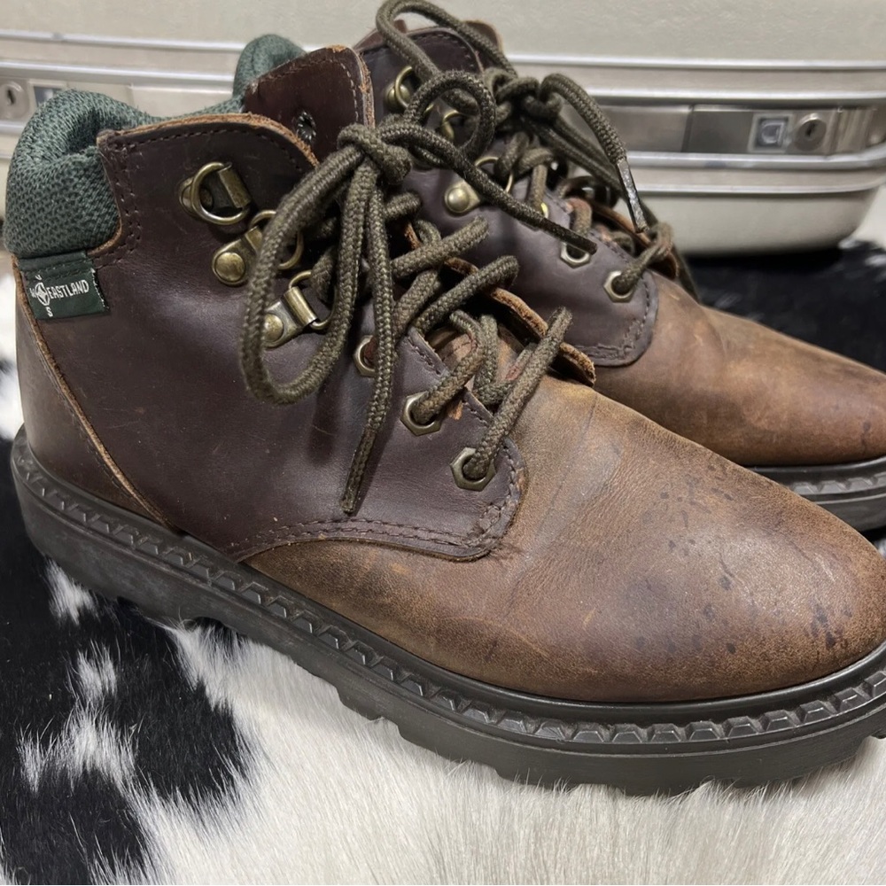 Vtg Eastland Women Sz 6.5 M Brown Leather Collar Ankle Boots USA festival BOHO